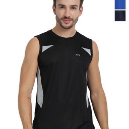 FTX Men Pack of 3 Brand Logo Colourblocked Round Neck T-shirts-picture-31