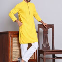 Anouk Men Ethnic Motifs Embroidered Regular Sequinned Kurta with Pyjamas image 1