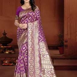 KALINI Woven Design Zari Silk Blend Kanjeevaram Saree-image-69