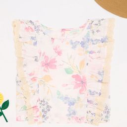 AKKRITI BY PANTALOONS Floral Print Flutter Sleeve Cotton Top-33