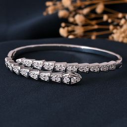 Silvermerc Designs Silver-Plated American Diamond Studded Bangle-Style Bracelet-image-52
