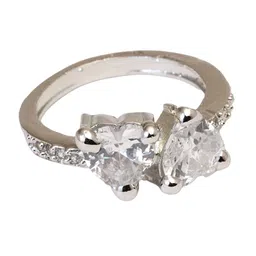 Zoey Silver-Plated Cubic Zirconia-Studded Adjustable Finger Ring-8