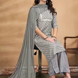 Anouk Women Ethnic Motifs Printed Regular Thread Work Kurta with Trousers & With Dupatta image 5