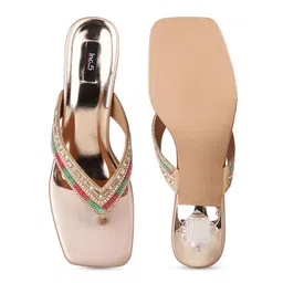 Inc 5 Women Embellished Ethnic Square Toe Block Heel Sandals image 4