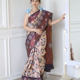 Areca Designer Woven Design Zari Silk Blend Banarasi Saree-image-76