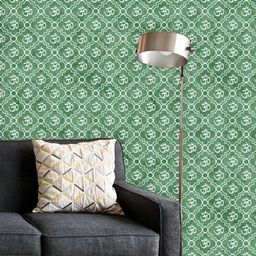 ArtzFolio Printed UV-Resistant Anti-Bacterial Green White Aum Hindu Symbol Peel & Stick Wallpaper-image-49
