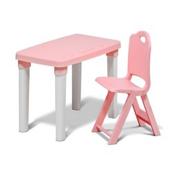 HAPPY BEAR Kids Pink & White Folding Chair & Adjustable Study Table-22