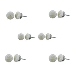 Indianshelf 6-Pcs White Printed Ceramic Knobs-picture-14