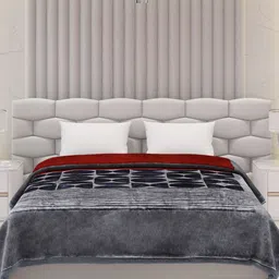 Monte Carlo Grey & Blue Geometric Printed 600 GSM Mild Winter 600 GSM Double Bed Blanket-image-21
