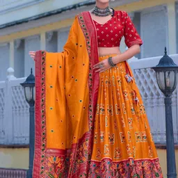 ZIBLON Printed Foil Print Ready to Wear Lehenga & Blouse With Dupatta-picture-26