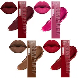 krayons Set Of 4 Velvet Kiss Non Transfer Liquid Lipstick - 3.5 ml - Shades: 09-10-11-12-32