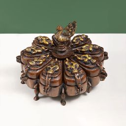 Exotic India Brown Brass Ritual Box With Lids-image-52