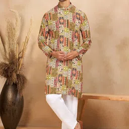 KRAFT INDIA Men Floral Printed Indie Prints Kurta-image-78
