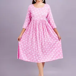 HIGHLIGHT FASHION EXPORT Women Floral Printed Fit & Flare Maternity Dress-image-42