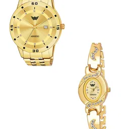Abrexo Men Round Reset Time Analogue Watch Abx- 1670 GoldChain plus0350Golden-picture-12