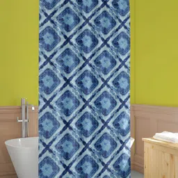 ArtzFolio Blue and White Geometric Printed Waterproof Shower Curtain-18