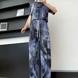 Lugo Tie And Dyed Self Design Round Neck T-shirt With Trouser-image-48