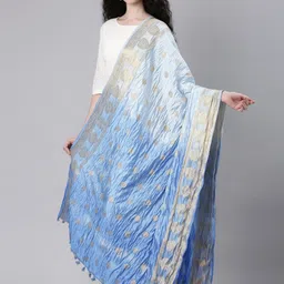 Souchii Ethnic Motifs Woven Design Foil Print Dupatta with Phulkari image 1
