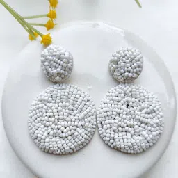 Crunchy Fashion Artificial Beaded Circular Drop Earrings-picture-43