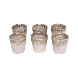 AMALAFIEE CERAMICS Pink & Green 6 Pieces Printed Ceramic Glossy Cups-47