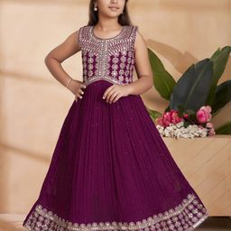 Muhuratam Girls Purple Dresses-22
