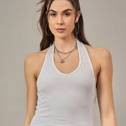 R.Code by The Roadster Life Co. Women Ribbed Halter Neck Tank Top-picture-27