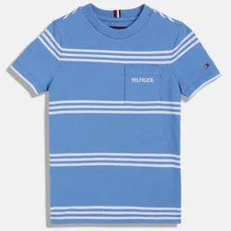Tommy Hilfiger Boys Striped Round Neck Cotton T-shirt-image-87