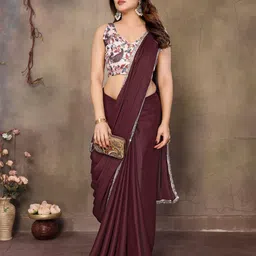 BLEESBURY Mirror Work Embellished Saree-image-3
