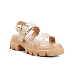 London Rag Leather Platform Sandals with Buckles-55