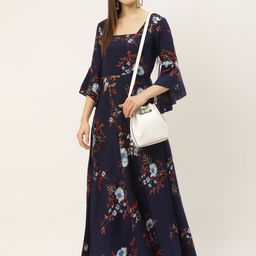 Mast & Harbour Women Floral Print Bell Sleeve Fit and Flare Maxi Dress-image-60