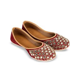 Truffle Collection Women Embellished Ethnic Mojaris Flats-image-66