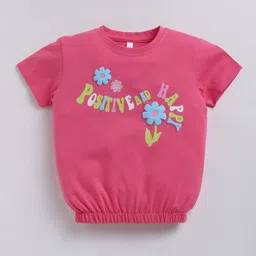Ginie Girls 3D Typography Printed Breathable Top-image-93