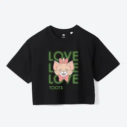 YK Warner Bros Girls Printed Pure Cotton Applique Boxy T-shirt-picture-2