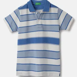 United Colors of Benetton Boys Striped Polo Collar Pure Cotton Pockets T-shirt-image-43