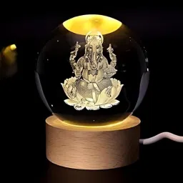 3D Lord Ganesh Ji Crystal Ball Night Light 2.36 Inch Glass Ball Night LED Lamp Table Lamp-image-66