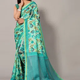 DIVASTRI Floral Printed Zari Saree-image-99
