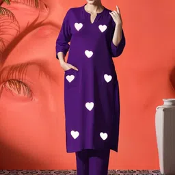 Aaysa Kurti Women Abstract Printed Regular Pure Cotton Kurta with Trousers-2