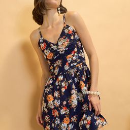 CORSICA Floral Print Gathered A-Line Mini Dress-image-42