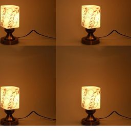 SOMIL Pack Of 4 White Printed Glass Cylindrical Shaped Table Lamp-image-139