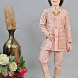 ahhaaaa Boys Sequin-Embrllished Indo-Western Sherwani Set-image-95