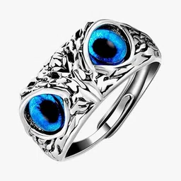 V FASHION JEWELLERY Unisex Stainless Steel Sliver-Plated Textured Owl Design Finger Ring-picture-20