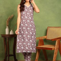 DSK STUDIO Women Floral Printed Regular Kurti with Trousers-image-9