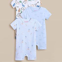 Hopscotch Pack of 3 Organic Cotton Comfy Rompers-picture-47