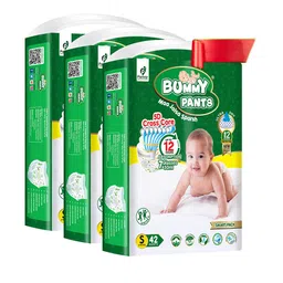 Bummy Pants Pack Of 3 Ultra Fast Absorption Leakproof Baby Diaper - 42 Pcs Each - S-image-43