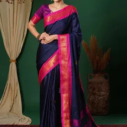 yourwish Woven Design Zari Silk Cotton Banarasi Saree-image-43