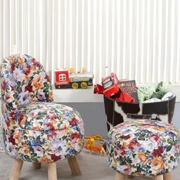 Shadowkart 2 Pcs White & Green Wooden Pouffe Ottoman-image-70