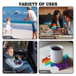 VGRASSP Dinosaur Shape Pop Bubble Stress Relieving Silicone Pop It Fidget Toy (Colour May Vary) image 5