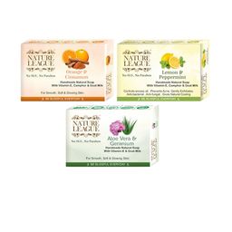 NATURE LEAGUE Set Of 3 Orange, Aloevera & Peppermint Skin Nourishing Soap - 100 g Each-37