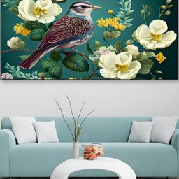 DEKORSTATION Green & Cream Floral Printed Canvas Wall Art-image-27