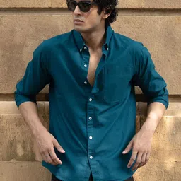 Powerlook Men Solid Button-Down Collar Cotton Casual Shirt-image-22
